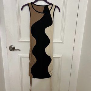 Women's Ruched Sleeveless Mini Bodycon Dress Drawstring Tie Side Round Neck